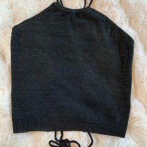 Chic Black Knit Halter Top Size Medium